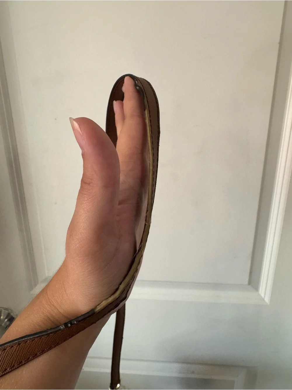 Michael Kors Beige Monogram Crossbody with Brown Trim and Gold Hardware